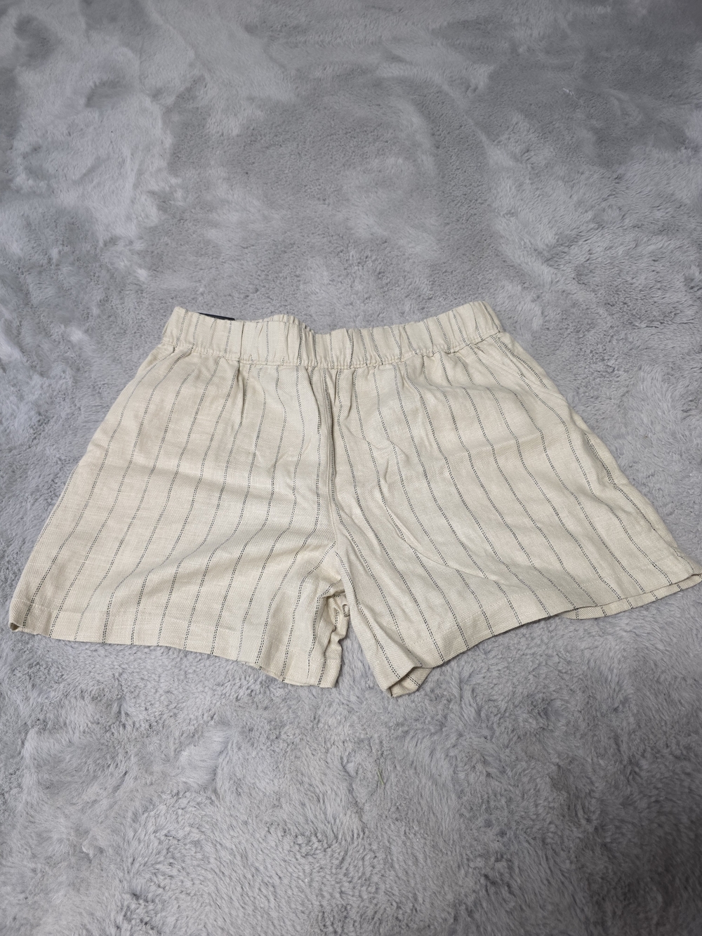 NWT BLANK NYC Linen-Blend Cream Striped Elastic Waist Shorts